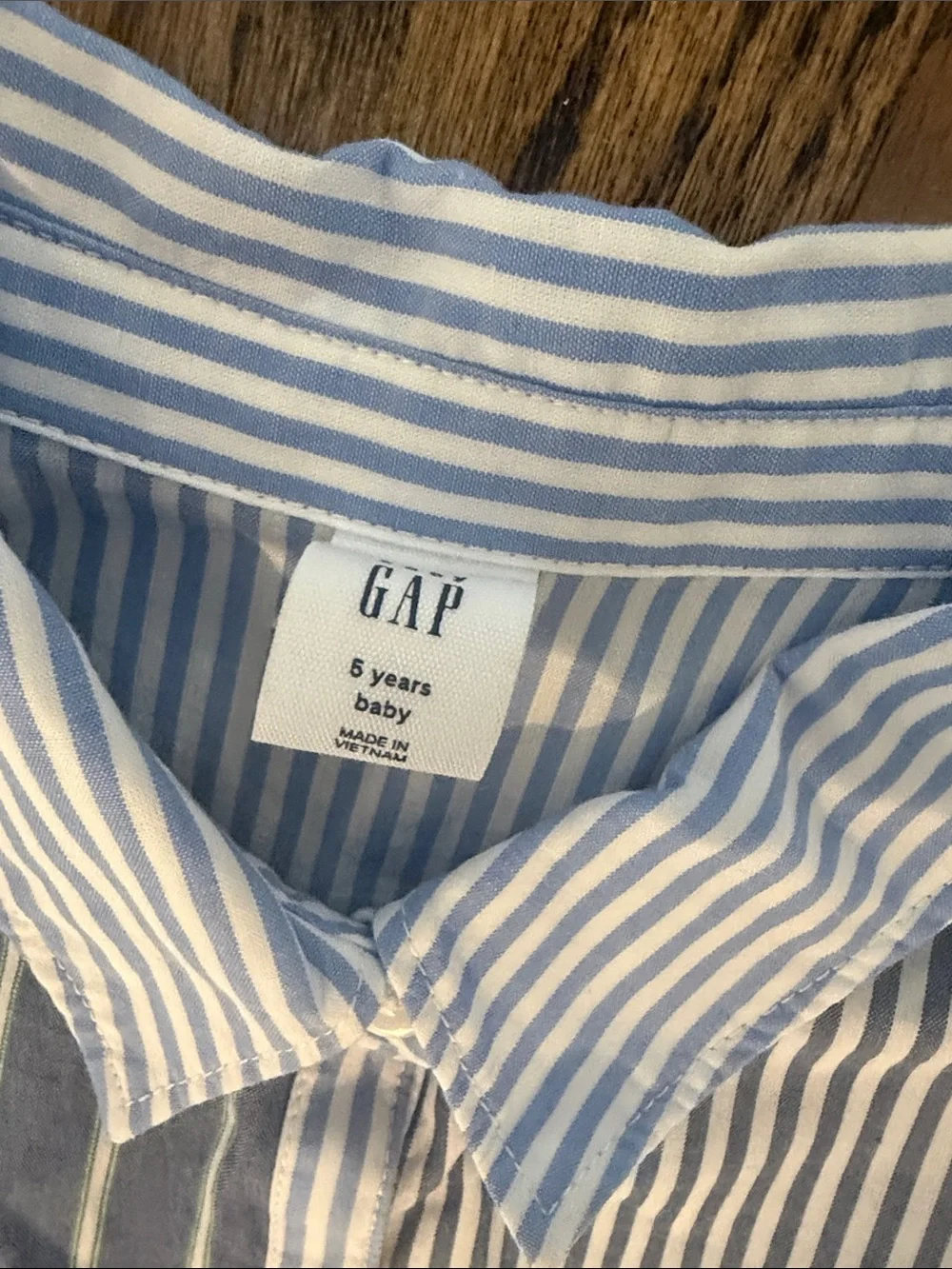 GAP Girls' Blue and White Striped Tiered Button-Front Dress